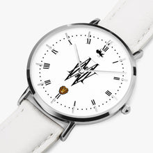 Afbeelding in Gallery-weergave laden, Most High Win: Thin Leather Strap Quartz Watch (Silver Indicators)
